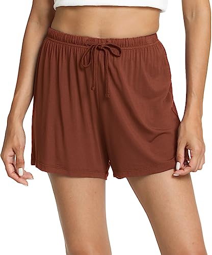 Image of GYS Women's Bamboo Viscose Cooling High Waisted Pajama Shorts | Moisture wicking, Breathable, Tagless, Soft stretch, Elastic waist with drawstring, for hot flashes & summer sleep