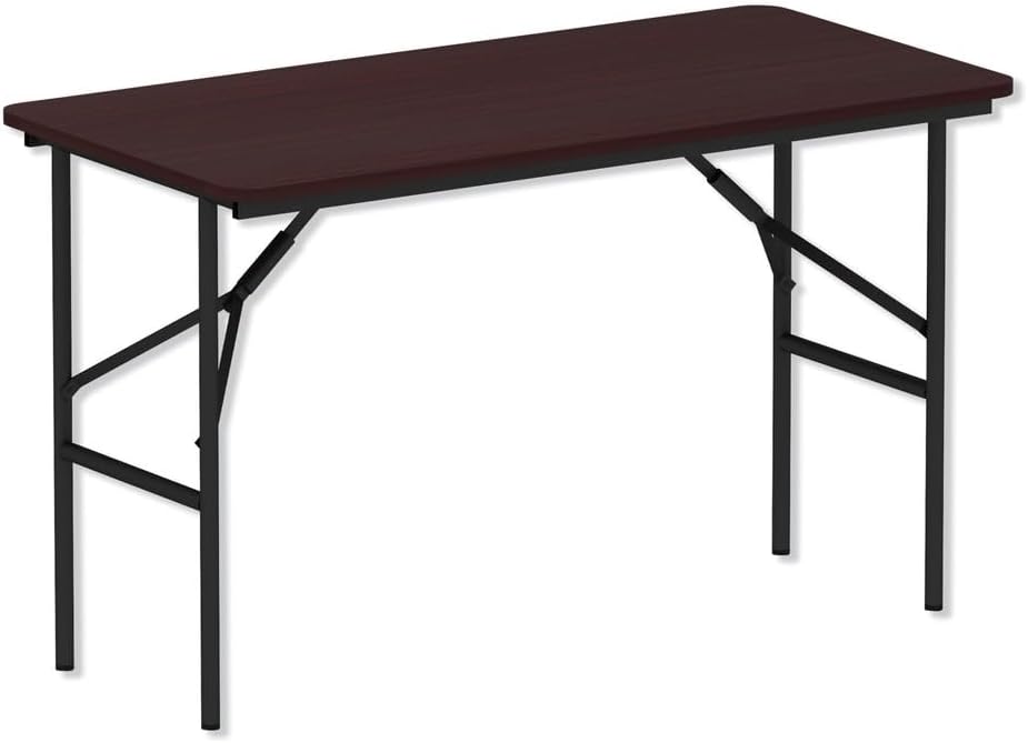 Alera Wood Folding Table Rectangular 48w x 24d x 29h Walnut