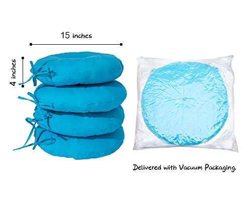 Rosninika 2 Pack Round Bistro Seat Cushions Bistro Chair Cushion Round Cushion Outdoor Chair Cushions With Ties 15X15X4 Inches Ocean Blue #TOP3