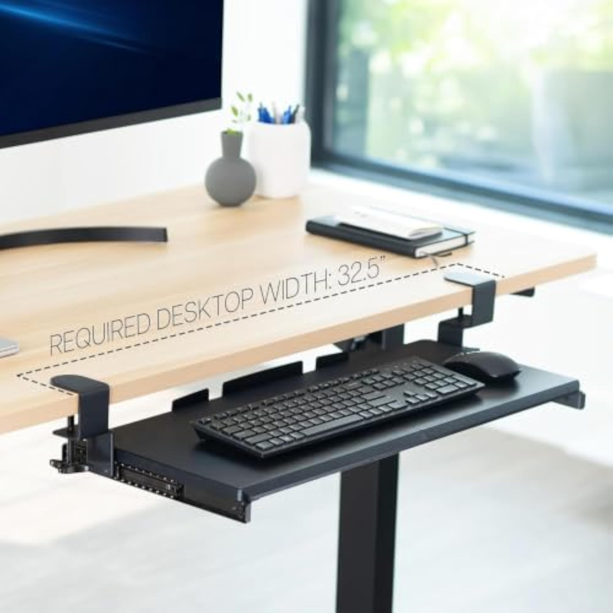 Clamp-On Keyboard Tray, Large Under-Desk Slide-Out Tray