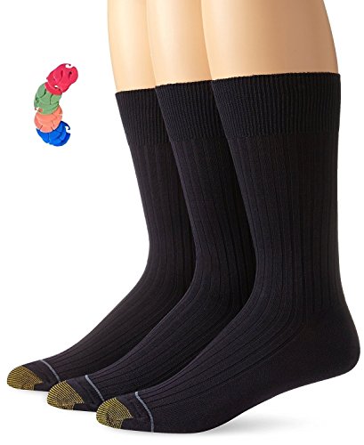 Gold Toe Men's Classic Canterbury Crew Socks / Free Sock Clips Included (10-13 (3 PAIRS-3 SOCK CLIPS), Navy)