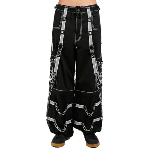 Amazon.com: Men Gothic Black/Lime Reflective Biohazard Symbol Pant
