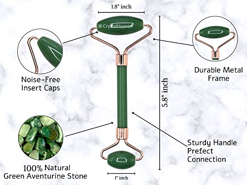 Image of Crystal Heaven Green Face Roller And Gua Sha Tool For Women|Original Face Massage Green Roller Gua Sha