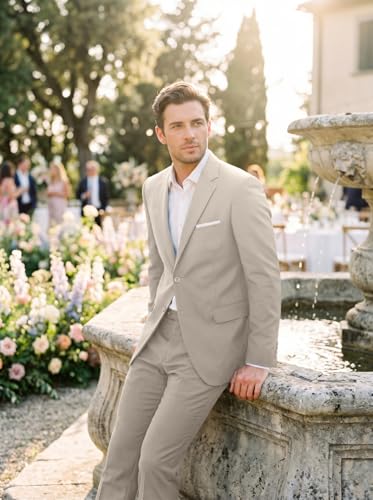 Image of Mens 2 Piece Suit Slim 2 Button Prom Suit Jacket Pants Tuxedo Set