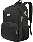 Kuosdaz Laptop Rucksack Herren, Schulrucksack Jungen Mädchen Teenager, 15.6 Zoll Business Rucksack mit USB-Ladeanschluss, Wasserdicht Reise Arbeitstasche, Casual Daypack, Schwarz