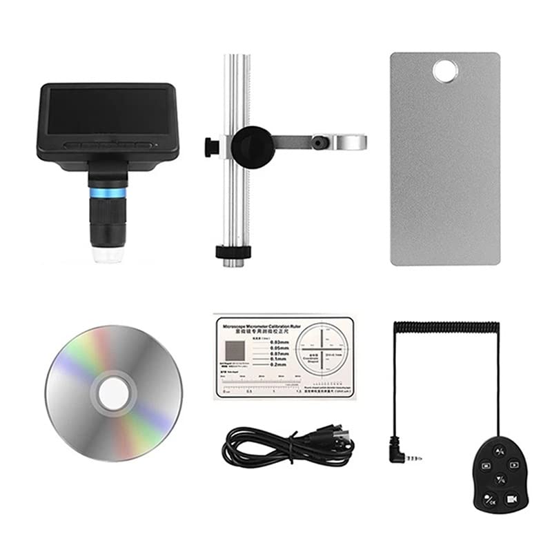 Microscopio digital 1080p HD USB con kit de accesorios y diapositivas, pantalla grande de 5 pulgadas