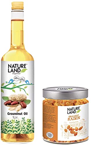 Image of Natureland Organics Raisins Jar, 250 g & Groundnut Oil Bottle, 1000