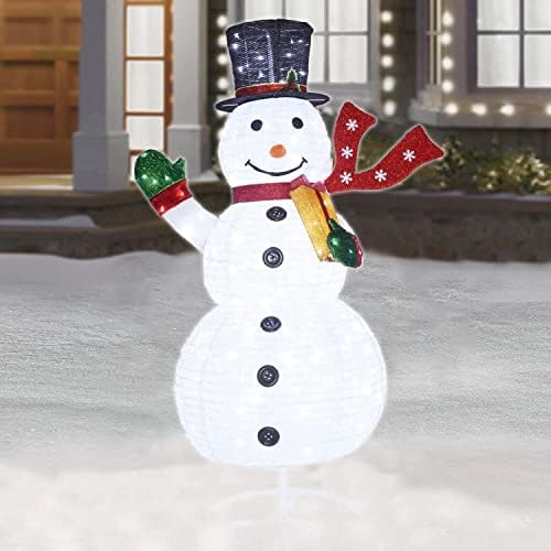 Gresonic 200 LED Lighted Pop up Outdoor Snowman Christmas Decorations, 5.9ft Pre-Lit Light Up White Snowman, Collapsible Holiday Snowman for Home Indoor Lawn Yard Commercial Xmas Décor