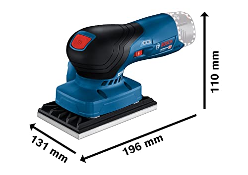 Bosch Professional 12V System Akku-Schwingschleifer GSS 12V-13 (kompatibel mit Bosch Click & Clean System, inkl. 3 x Schleifplatte, 3 x Schleifblatt, Staubbeutel, Lochwerkzeug, in L-BOXX), Blue – Bild 4