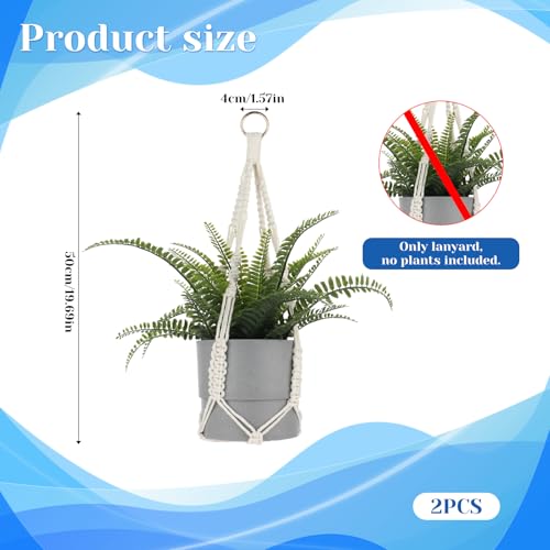 Thinp 605985_1_KCJRM9T8 2 Pack Macrame Plant Hanger,20"Short Macrame Plant Hangers Hanging Planters For Indoor Plants Decorative Braided Cotton Rope Flower Pot Holder thumb #2