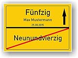 Geschenkidee 50 Jahre Ortsschild 50 Geburtstag - Neunundvierzig - Fünfzig - Schild personalisiertes Bild Geschenk Freund Freundin Party Deko Geburtstagsgeschenk