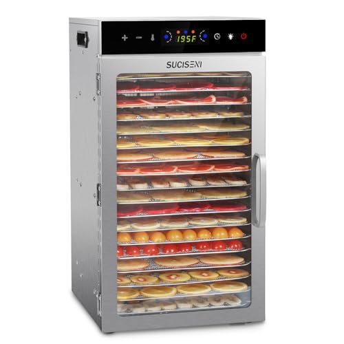 Food Dehydrator Machine 18 Stainless Steel Trays 1000W Commercial Food Dehydrator with 24H Digital Timer LED Temperature Control Food Dryer Beef Jerky Maker for Dehydrated Meat Fruit Herb