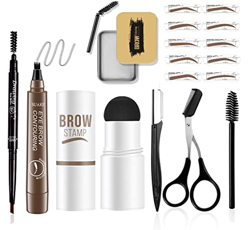 Eyebrow Stamp Stencil Kit Brow Stencil Kit One Step Brow Stamp and Shaping Kit Kit Waterproof Eyebrow Stamp Shaping Kit, Natural Eyebrow(Blonde)
