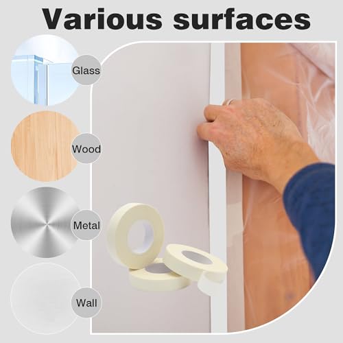 Image of Masking Tape 3 /4 inch x 33 Yards, 3 Rolls Beige White Painters Tape General Purpose Paper Tape for Arts DIY Crafts Painting Labeling Decoration School Projects Home Office