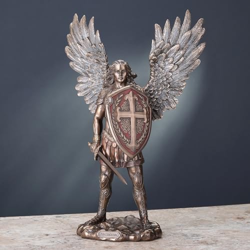 Estátuas de resina Veronese de São Miguel, o arcanjo em equipamentos de batalha, estátua com acabame