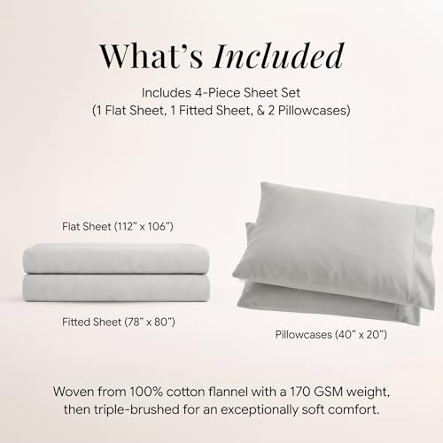 Image of Tribeca Living Luxury Solid Flannel Deep Pocket Sheet Set King - Platinum