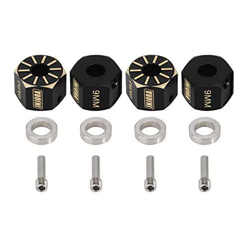 INJORA Wheel Hex Hub Black Coating Brass Wheel Adapter for Axial SCX10 PRO SCX10 III UTB10 Upgrade 1/10 RC Crawler (9mm)