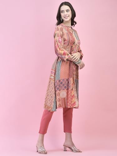 Image of Shree Women Liva (Rayon) White Floral Print Kurta
