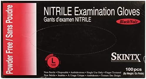 Skintx BLK50015-L-x2Inner Black Nitrile Exam Powder Free Glove Set of 2, Large