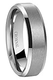 CROWNAL 6mm 8mm 10mm Tungsten Carbide Wedding Band Ring for Men Women in Comfort Fit Beveled Edges and Matte Finish Size 5 to 17