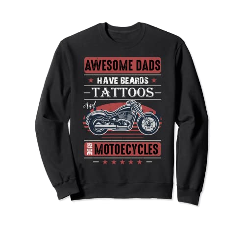 Awesome Dad Barba Tatuajes y Motocicletas Divertido Regalo de Barba Sudadera