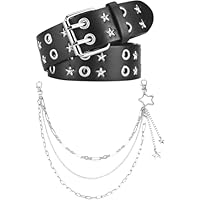 Tastetreasure Cinturón punk rock con remaches y ojales para