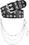 Elegante cadena multicapa: la cadena desmontable para pantalones cuenta con varios hilos plateados y un colgante de estrella que le da a tu atuendo un movimiento instantáneo y un estilo callejero en capas.