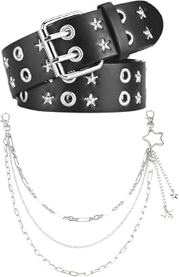 Tastetreasure Cinturón punk rock con remaches y ojales para mujer/hombre, Y2K E-Girl y cadena de estrella, cinturón de cuero ajustable con cadena de metal | Ya disponible en tu tienda friki favorita! En mundofriki.es! Tastetreasure Cinturón punk rock con remaches y ojales para mujer/hombre, Y2K E-Girl y cadena de estrella, cinturón de cuero ajustable con cadena de metal | Ya disponible en tu tienda friki favorita! En mundofriki.es!