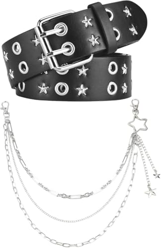 Tastetreasure Cinturón punk rock con remaches y ojales para