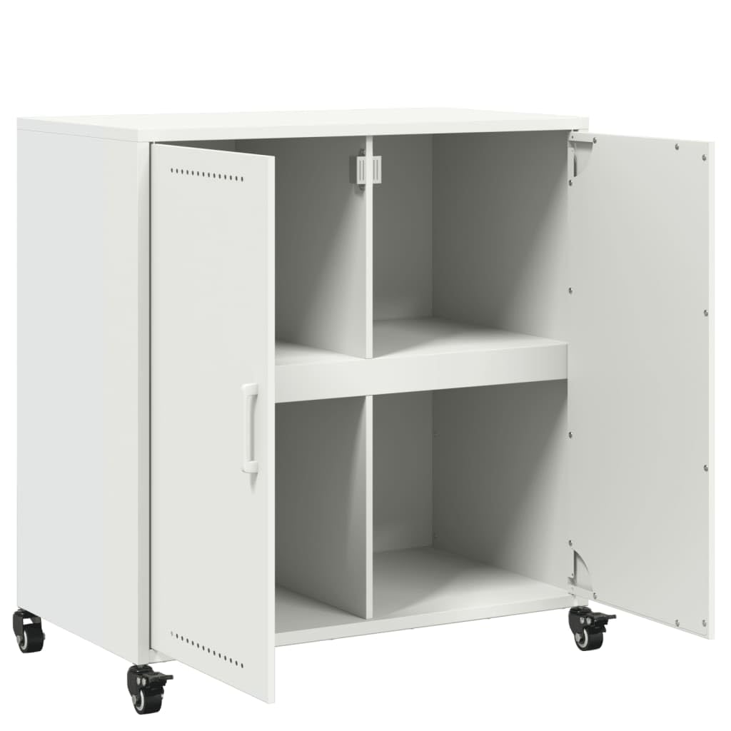 vidaXL Buffet, Armoire avec Porte, Placard avec Rangement, Organisateur de Salle de Séjour Salon Maison Intérieur, Blanc 68x39x72 cm Acier