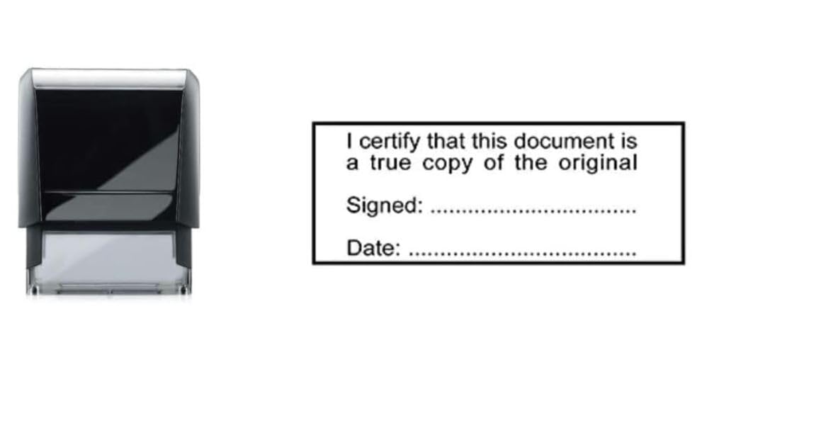 Notary Stamp - True Copy of Original Stamp (57 x 21 mm) self Inking Black Ink