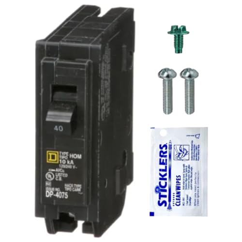 FalconSupply Genuine Square D Homeline 40 Amp Circuit Breaker Kit (1 Pack), HOM140 Single Pole (1-Pole), 40A 120V, 10kAIC, UL Listed, Plug-in Standard for Load Center Panel Box, New Replacement