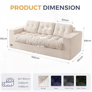 MAXYOYO Canapé 3 Places en Velours Côtelé, Floor Sofa Rembourré avec Accoudoirs, Canapé Causeuse avec Coussin et Dossier Capitonnés, Grand Sofa Poire pour Chambre à Coucher ou Salon