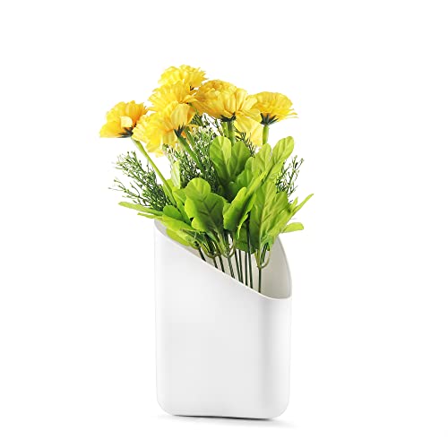 Image of BLUME Prism Wall Hanging Planter Flower Pot | Hook Hanging Plastic Plant Pot Container Set For Indoor, Outdoor Living, Home, Gardening- Set Of 1,White