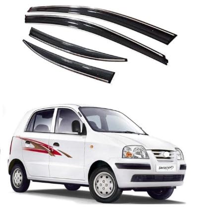 Compatible Chromeline Silverline Door Visor Wind Deflector Santro Xing Model 2003 Onwards Set of 4 Pieces with-image-23