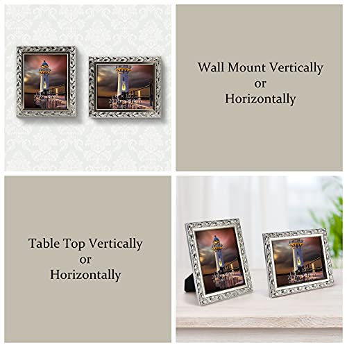 Edenseelake 8X10 Picture Frame Set Of 2, Vintage Photo Frames With Carved Retro Pattern For Wall And Tabletop Decoration, Silver #TOP4