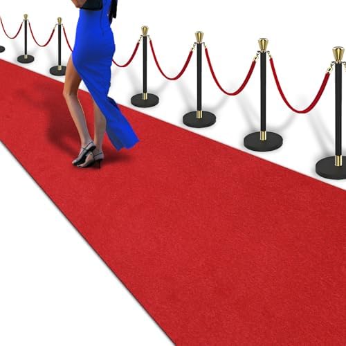 PBHEPJ 3ft x 50ft Extra Thick Red Carpet Runner for Party & Hollywood, Festival Celebration, Wedding, Graduation Ceremony, Award Ceremony, VIP Reception, Heavy-Duty, Non-Slip TPR Rubber