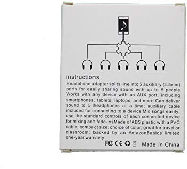 Miniatura 4 de Conector divisor de audio multiauricular de 5 vías, cable divisor estéreo de audio de 0.138 in, 1 macho a 5 puertos hembra adaptador de auriculares