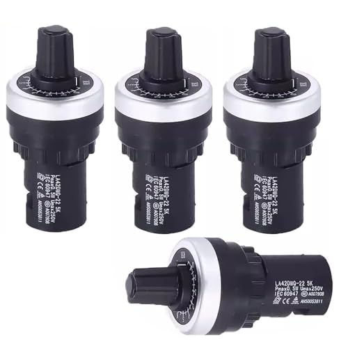 4Pcs LA42DWQ-22 22mm Panel Mount Potentiometer 5K Ohm Resistance 2W 250V Inverters Converters