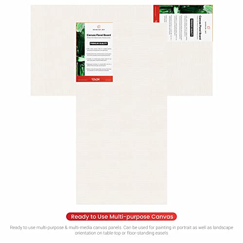 Image of Scholar Art Hobby Series 04 Oz (230 GSM) 100% Cotton Canvas Panel Board for Painting (White Blank Canvas Boards for Acrylic Paint, Oil Paint, Wet & Dry Media) | 12 inchx24 inch (30x60 cm), Pack of 12