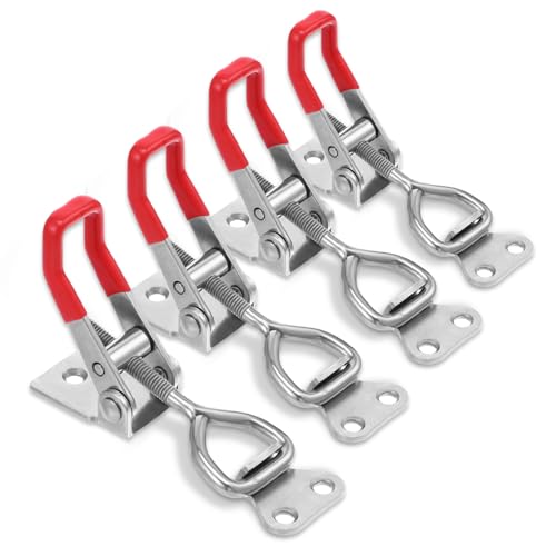 4Pcs Toggle Latch Clamp, 304 Stainless Steel Pull Hasp Latches, Quick Release Hand Tool Toggle Clamp for Smoker Lid Jig,Case Trunk,396Lbs Holding Capacity