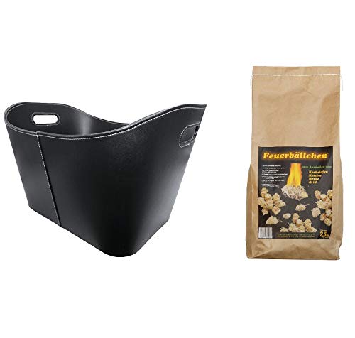 Feuerbällchen RaiffeisenWaren 2,5 kg (Grillanzünder Kaminanzünder Anzündhilfe, Ökologische Anzündwolle aus Naturprodukten, zum Anzünden der Grillkohle) + 1 Metrox Holzkorb (Korb...