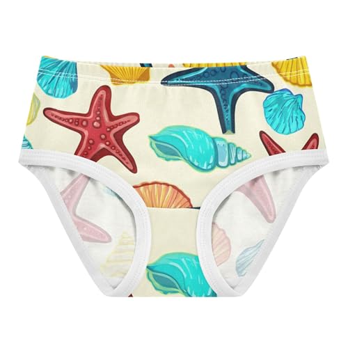 Cotton Toddlers Underwear Floral Seashells Starfish Sea Animal Girl Panties Cute Durable Underpants Briefs 2t