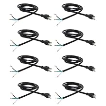OCS Parts NEMA 5-15 16-Gauge 3-Wire Appliance and Power Tool Cords | 8-Pack | 6 Feet | استبدال SJTW Power Cord مع Open End