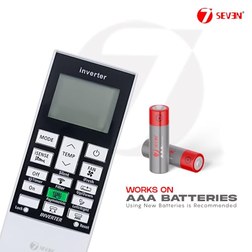 Image of 7SEVEN Compatible Hitachi AC Remote Control Model 168E for Split & Window 1-2 Ton Air Conditioner - Match Remote Keys Exactly to Replicate Genuine Remote Function