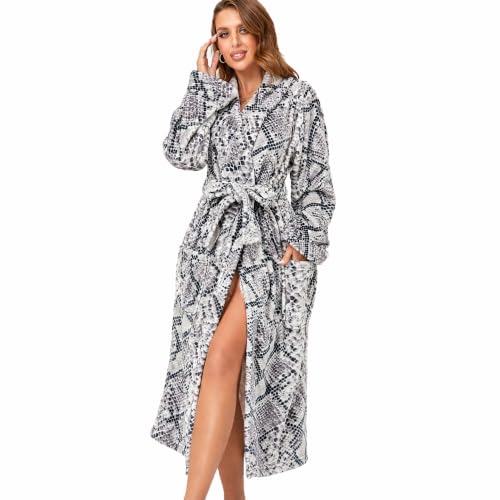 Image of RONGTAI Womens Bathrobe Ladies Fleece Plush Warm Long Robes Fleece Nightgown Sleepwear