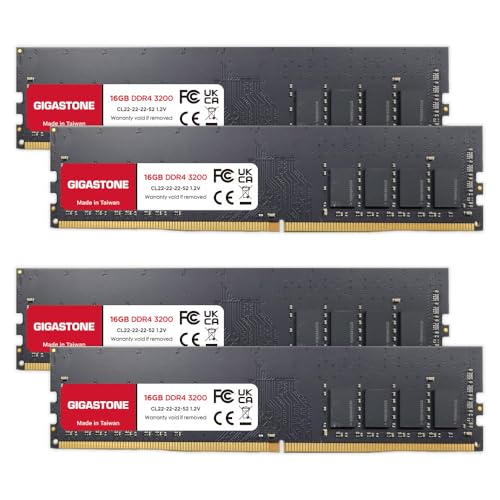 ?DDR4 RAM? GIGASTONE 64GB Kit (4x16GB) DDR4 2666MHz (2400MHz or 2133MHz) PC4-21300 (PC4-19200/17000) CL19 1.2V UDIMM 288 Pin Unbuffered Non ECC High Performance PC Desktop Memory Upgrade