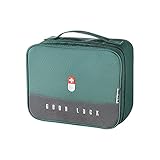Souarts Medikamententasche Leer Erste Hilfe Tasche, Groß Reiseapotheke Medikamenten Tasche Medizinbox, Tragbar Medizin Aufbewahrungstasche für Zuhause Reisen Büro Unterwegs (Gross, Grün)