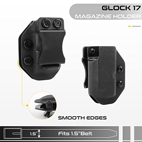 Hqda Iwb/Owb Magazine Pouch, Kydex Magazine Holster Compatible With Glock 17, Single Stack Mags G17 Mag Pouch, Magazine Holder Adjustable Retention Us Kydex Made #TOP3