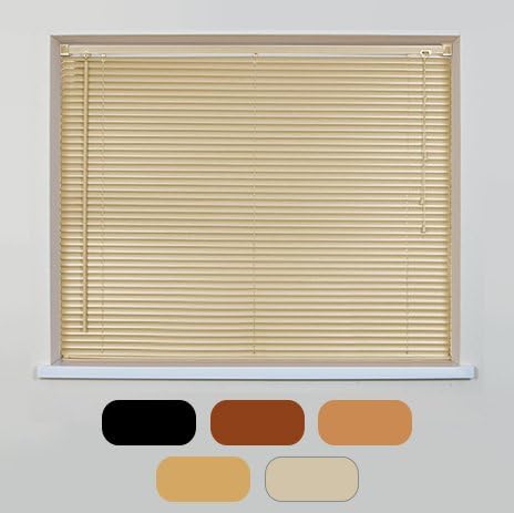 VENETIAN BLINDS Woodgrain Effect PVC Multiple Colours & Sizes (120cm x 210cm, Natural)